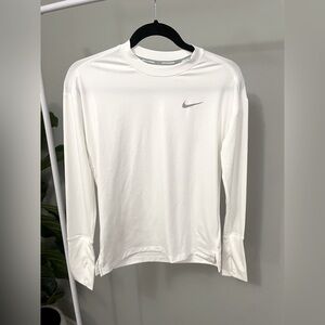 Nike White Running Long Sleeve Top with Grey Checkmark Size XS